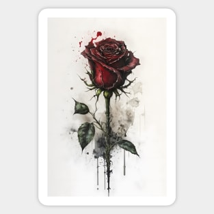 A dark red gothic rose goth watercolor style Sticker